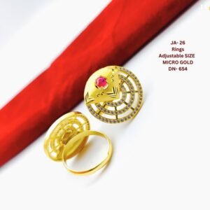 Royal Micro Gold Adjustable Rings with Red Stone Accent - DN  654