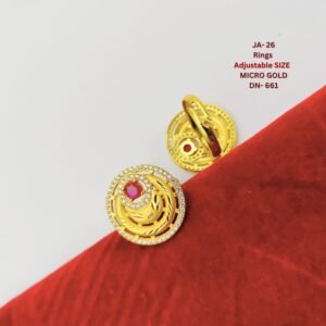 Royal Micro Gold Adjustable Rings with Red Stone Accent - DN 661