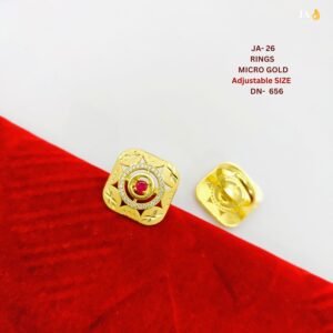 Royal Micro Gold Adjustable Rings with Red Stone Accent - DN 656