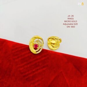 Royal Micro Gold Adjustable Rings with Red Stone Accent - DN 660