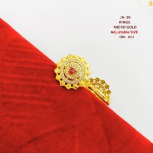 Royal Micro Gold Adjustable Rings with Red Stone Accent - DN 657