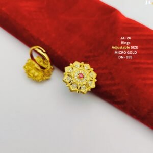 Royal Micro Gold Adjustable Rings with Red Stone Accent - DN  655