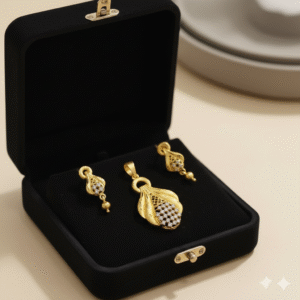 Luxurious Gold Pendant and Earring Set - DN-2225