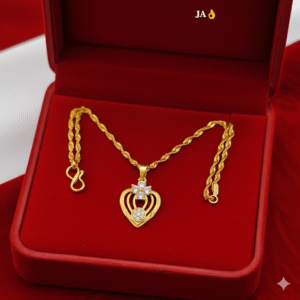 Premium Gold-Finish Heart Pendant with Flower Design DN- 2101