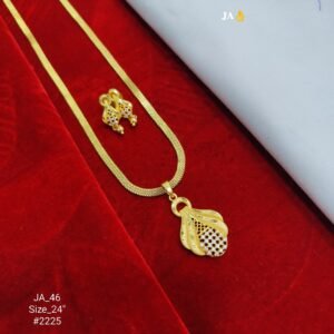 The Peacock Weave: Gold-Plated Pendant and Earrings Set DN- 2225