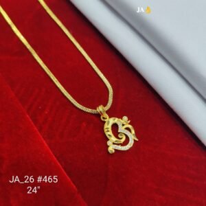 Premium Gold-Finish Om Pendant – Sparkling Stone Detailing DN- 465