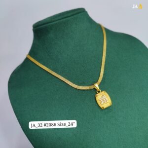 Classic Luxury Gold-Tone Pendant Necklace for Everyday Elegance- 2086