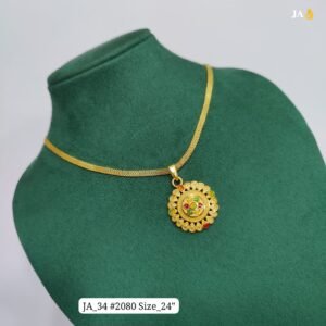 Royal Gold-Plated Traditional Pendant Chain – Timeless Ethnic Elegance - 2080