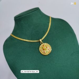 Elegant 24" Gold-Plated Mesh Chain with Traditional Pendant (24") - 2078