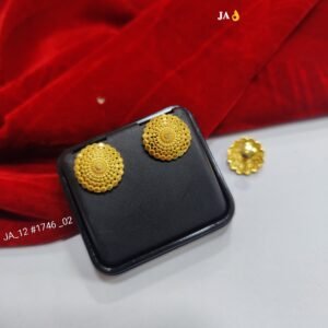 Royal Antique Gold Finish Designer Round Stud Earrings for Women & Girls DN-1746
