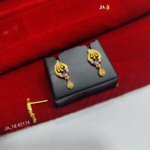 Apsara' Floral Bloom: Exquisite Gold Teardrop Earrings DN- 2174