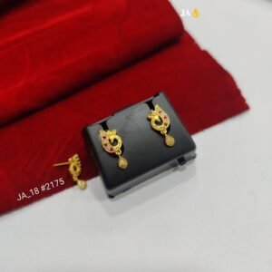 Elegant Peacock-Inspired Gold Drop Earrings DN - 2175