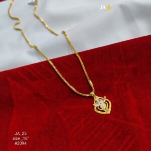 Elegant Gold Heart Pendant with Sparkling Stone Design – 18" Chain DN- 2094