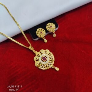 Designer Ruby-Studded Pendant & Earring Combo DN- 1111
