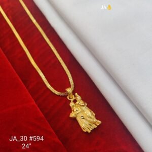 24” Gold-Tone Radha-Krishna Pendant DN- 594