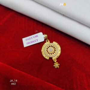 "High-Quality Gold Plated Round Pendant with Delicate Flower Drop" – DN-42