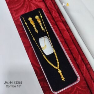 Premium 18-Inch Golden Necklace Set with Traditional Tassel Drop Earrings DN- 2368