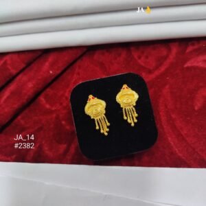 Royal Traditional Gold Finish Earrings with Red Stone Detailing & Elegant Hanging Design - DN 2382