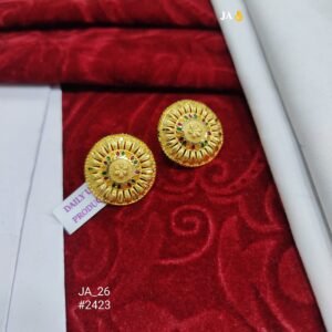 Royal Gold-Plated Traditional Stud Earrings – Elegant Ethnic Jewelry for Women DN-2423
