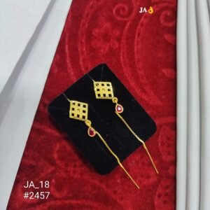 Elegant Gold Finish Earrings with Red Stone for Women | Party & Festive Wear - 2457