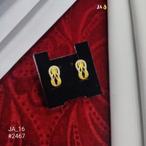 Elegant Gold Finish Leaf Design Earrings with Sparkling Diamond-Look Stones   DN - 2467