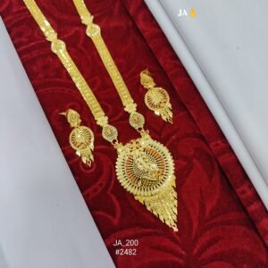 Luxury Antique Finish Gold Plated Necklace Set with Matching Earrings DN-2482