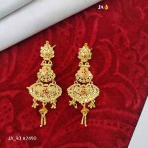 Gold-Plated Traditional Floral Jhumka Earrings – Bridal & Festive Special - DN 2490