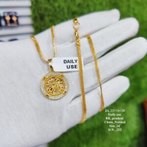 Premium "Maa" Alphabet Gold-Plated Pendant with 24-Inch Elegant Chain – Daily Wear Edition. DN- 203