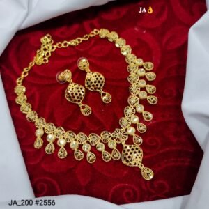 Royal Antique Gold Filigree Necklace Set with Matching Earrings  DN-2556
