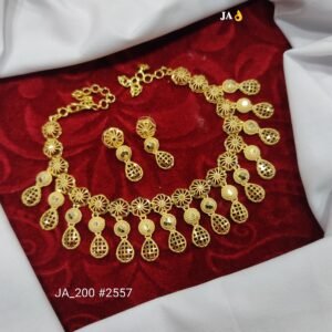 Traditional Gold Finish Necklace Set with Earrings DN-2557