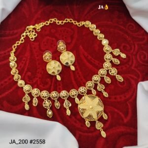 Golden Bloom Necklace Set with Earrings  DN-2558