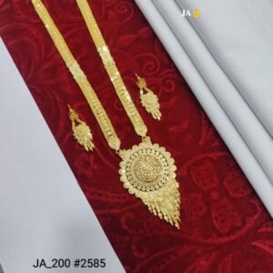 Royal Traditional Gold Finish Long Necklace Set DN-2585