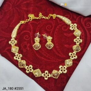 Premium Gold Plated Floral Design Necklace Set DN-2551