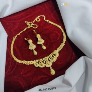 Elegant Traditional Gold Necklace Set with Matching Earrings DN-2543