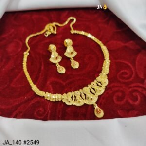 Royal Antique Gold Necklace Set with Designer Earrings DN-2549