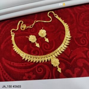 Elegant Gold Finish Necklace Set with Matching Earrings DN-2603