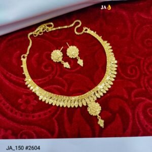 Royal Bloom Gold Finish Necklace Set with Matching Earrings DN-2604