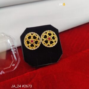 Heart Design Gold Stud Earrings DN - 2673