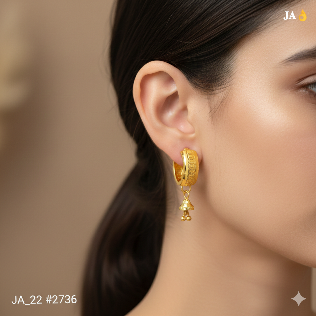 Floral Charm Gold Jhumki Hoops ✨ DN-2736