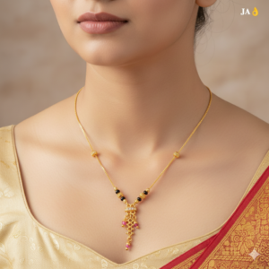 One Gram Gold Mangalsutra with Black Beads DN - 2622