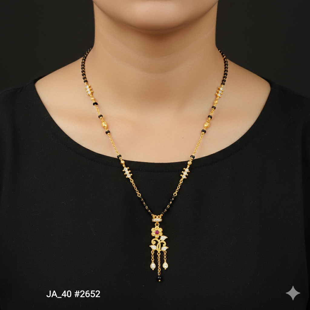 Floral Drop Gold-Finish Mangalsutra DN - 2652