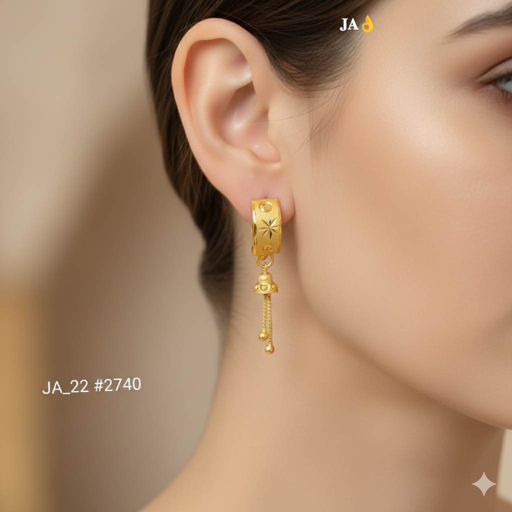 Golden Star Charm Tassel Earrings DN-2740