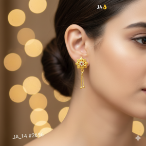 Royal Floral Drop Gold Earrings DN - 2696