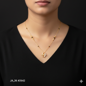 Royal Gold-Plated Mangalsutra with Crystal Crown Pendant DN - 2642