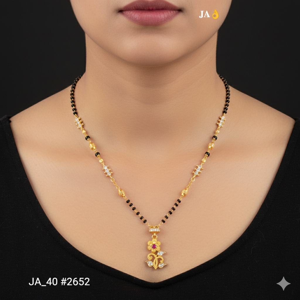 Floral Drop Gold-Finish Mangalsutra DN - 2652