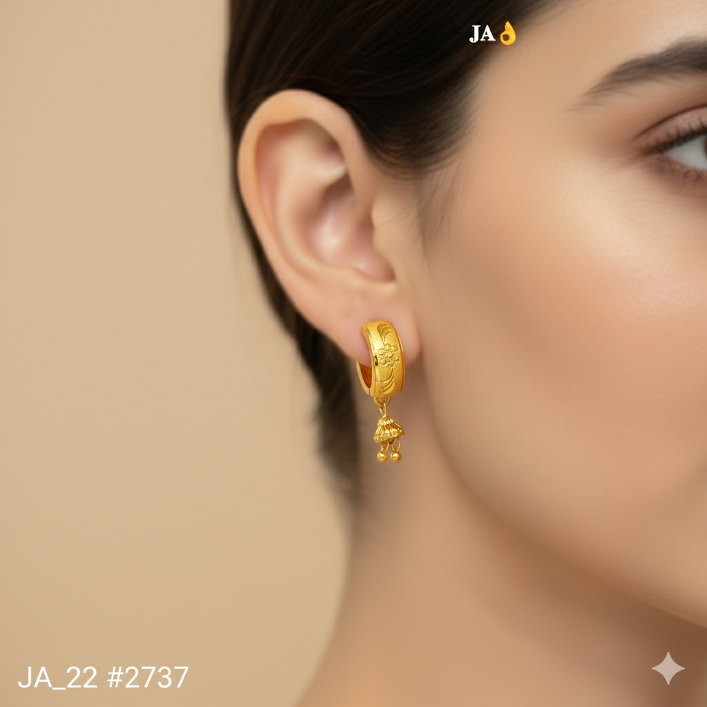 Golden Floral Jhumki Drop Earrings  DN-2737