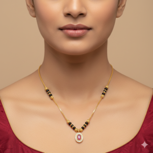 Elegant Ruby Oval Pendant Mangalsutra DN - 2628