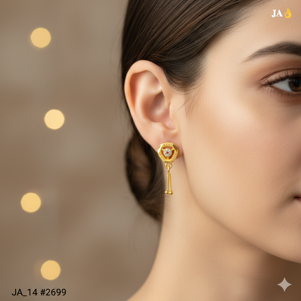 Golden Trinity Drop Earring DN - 2699