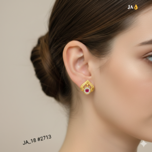 Royal Red & White Stone Gold Tops DN - 2713