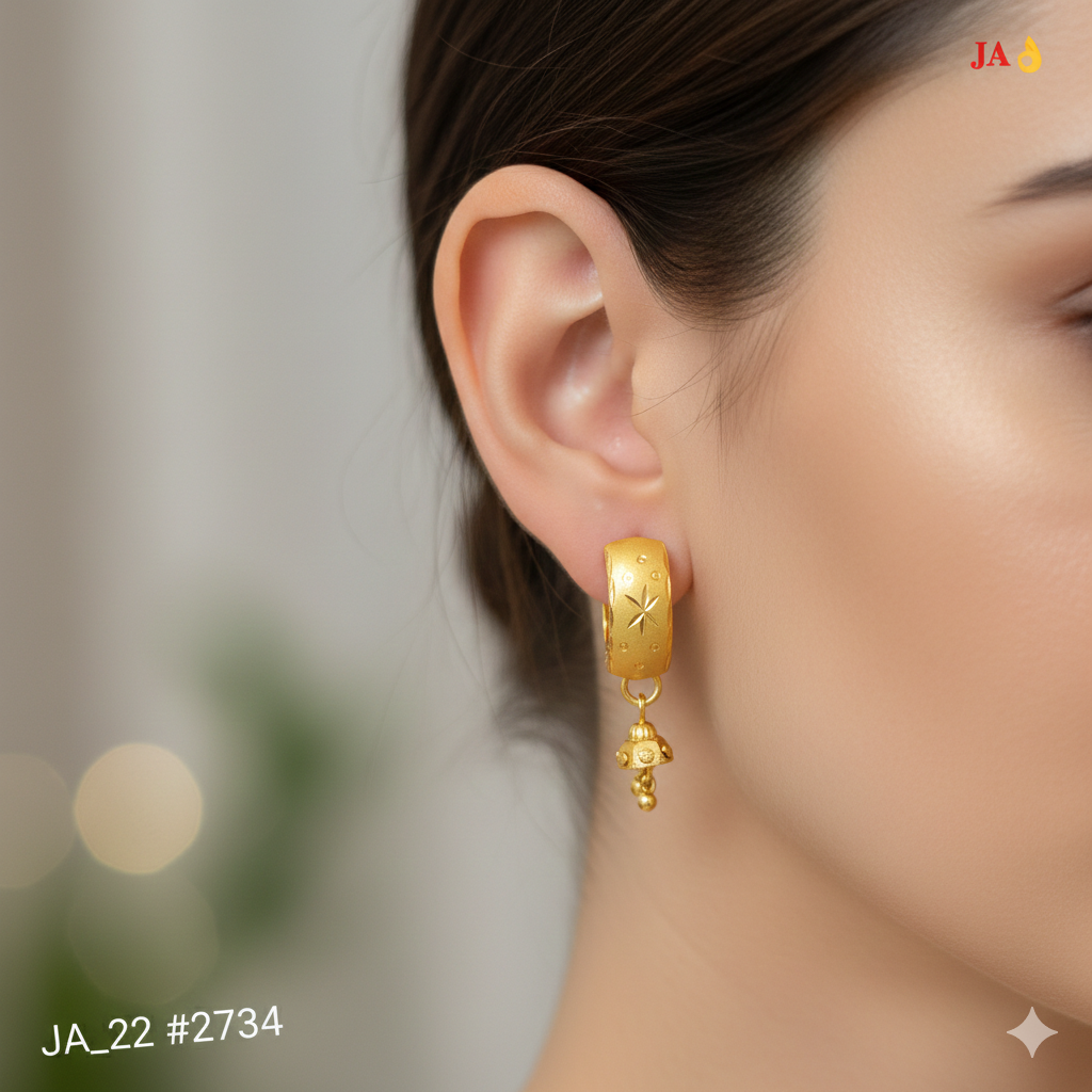 Floral Charm Gold Jhumki Hoops ✨ DN-2734